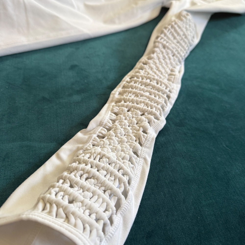 Vie Active White Macrame Crochet Side Leggings Small Athleisure Activewear‎ - Picture 2 of 9